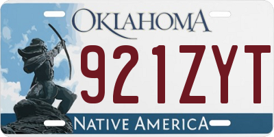 OK license plate 921ZYT