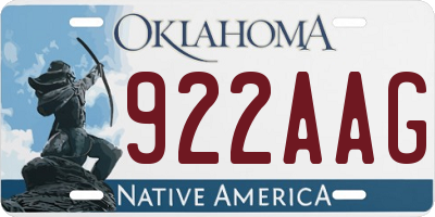 OK license plate 922AAG