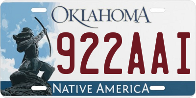 OK license plate 922AAI