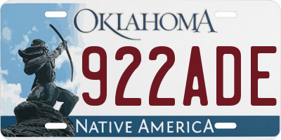 OK license plate 922ADE
