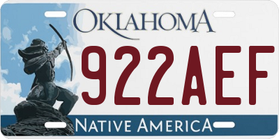 OK license plate 922AEF