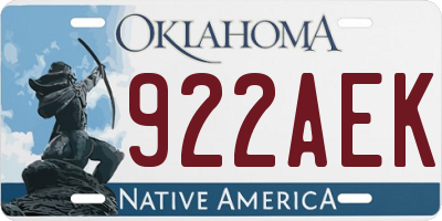 OK license plate 922AEK