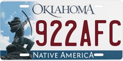 OK license plate 922AFC
