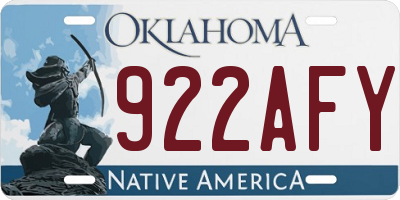 OK license plate 922AFY