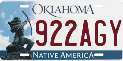 OK license plate 922AGY