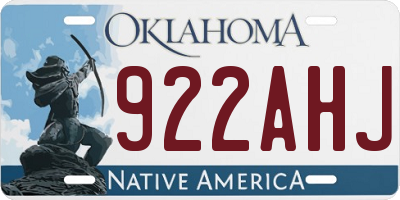 OK license plate 922AHJ