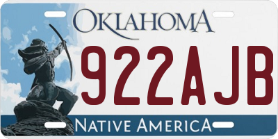 OK license plate 922AJB