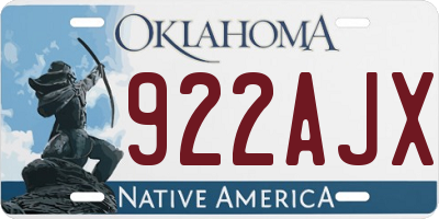 OK license plate 922AJX