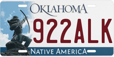 OK license plate 922ALK