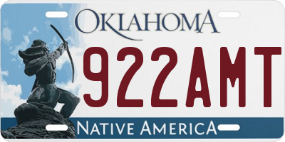OK license plate 922AMT