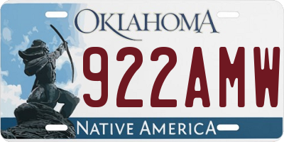 OK license plate 922AMW