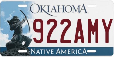 OK license plate 922AMY