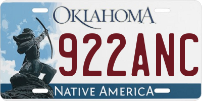 OK license plate 922ANC