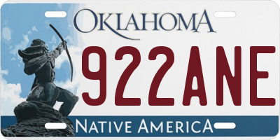 OK license plate 922ANE