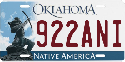 OK license plate 922ANI