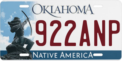 OK license plate 922ANP