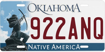 OK license plate 922ANQ