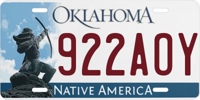 OK license plate 922AOY