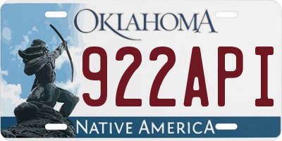OK license plate 922API