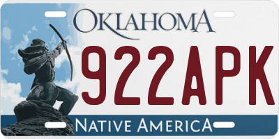 OK license plate 922APK