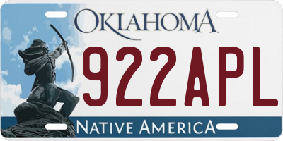 OK license plate 922APL