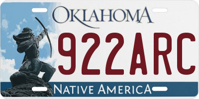 OK license plate 922ARC