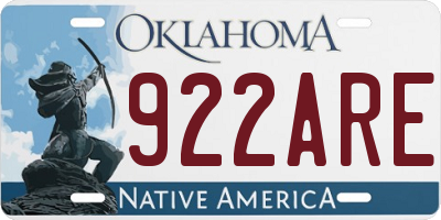 OK license plate 922ARE