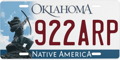 OK license plate 922ARP