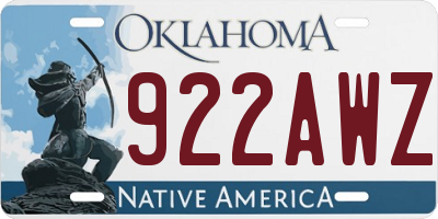 OK license plate 922AWZ