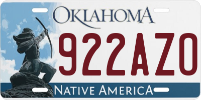 OK license plate 922AZO