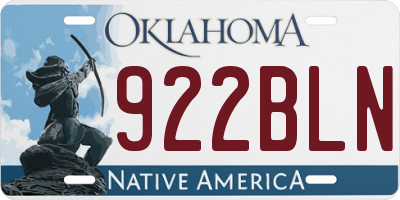 OK license plate 922BLN