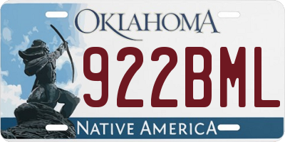 OK license plate 922BML