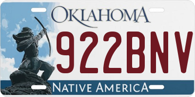 OK license plate 922BNV