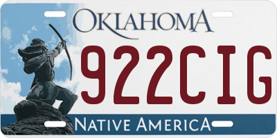 OK license plate 922CIG