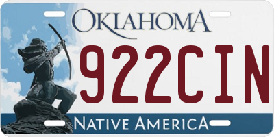 OK license plate 922CIN