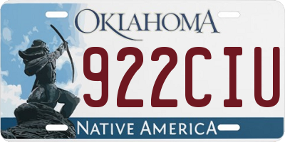 OK license plate 922CIU