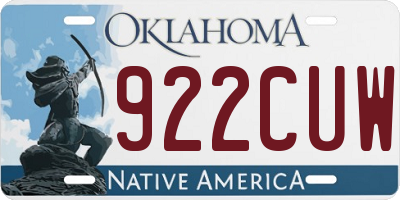 OK license plate 922CUW