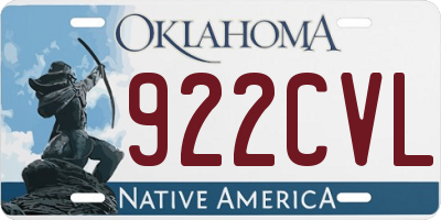 OK license plate 922CVL