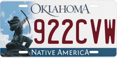 OK license plate 922CVW