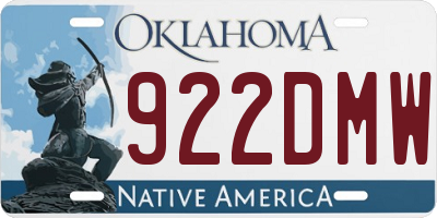 OK license plate 922DMW
