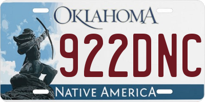 OK license plate 922DNC