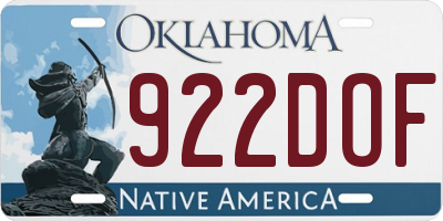 OK license plate 922DOF