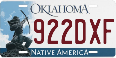 OK license plate 922DXF