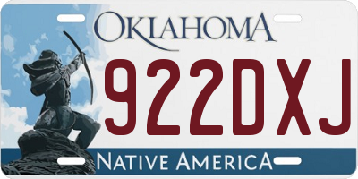 OK license plate 922DXJ
