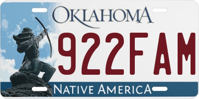 OK license plate 922FAM
