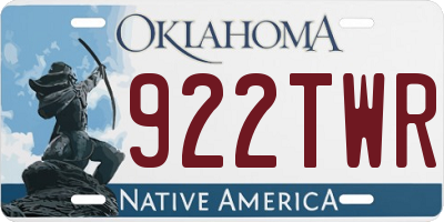 OK license plate 922TWR