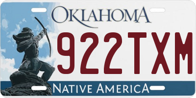 OK license plate 922TXM