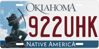 OK license plate 922UHK