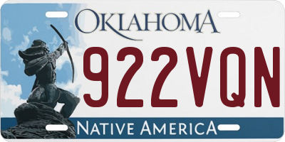 OK license plate 922VQN