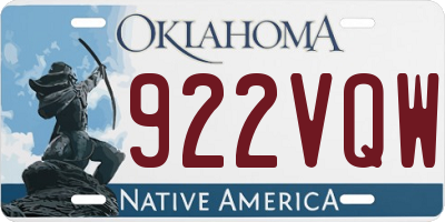 OK license plate 922VQW